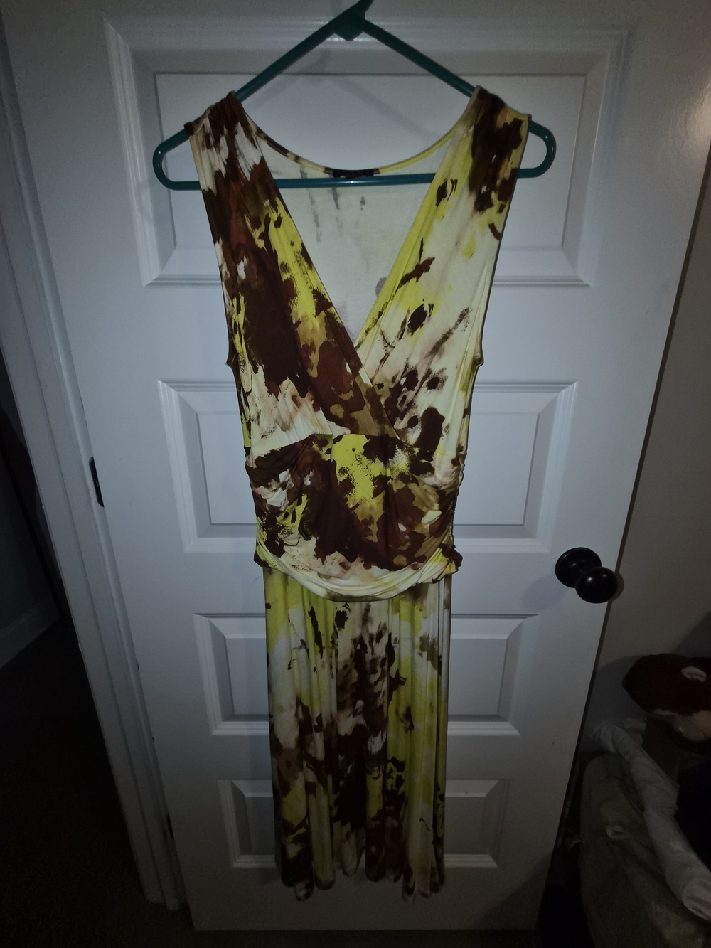 Lafayette 148 Small Sleeveless Yellow and Brown Tie-Dye Wrap Maxi Dress